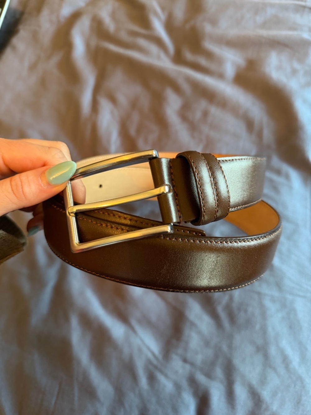 Men's Brown Leather Dress Belt - Classic Casual Style